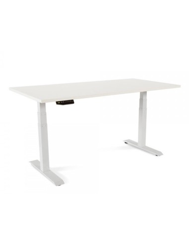 Mesa rocada regulable en altura electricamente hasta 129 cm estructura de acero tablero 160 cm color blanco