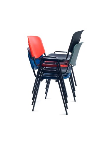 Silla rocada confidente estructura metalica respaldo y asiento en polimero color azul