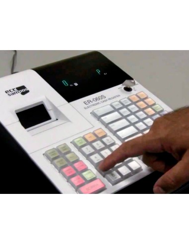 Registradora ecr sampos er 60 blanca 28 departamentos display vfd antireflejos conforme normativa factura