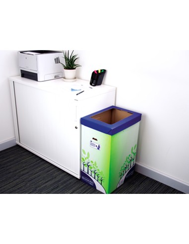 Contenedor papelera reciclaje fellowes carton doble 100 reciclado montaje manual entrada superior 69 litros