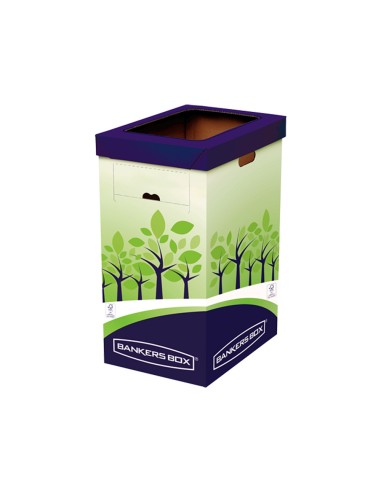 Contenedor papelera reciclaje fellowes carton doble 100 reciclado montaje manual entrada superior 69 litros