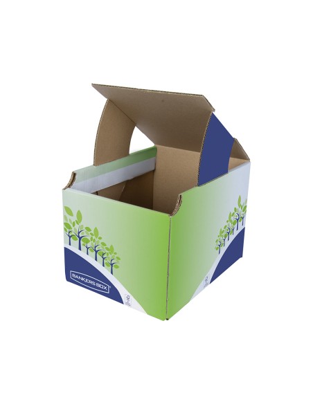 Contenedor papelera reciclaje fellowes sobremesa carton 100 reciclado montaje manual entrada frontal y tapa