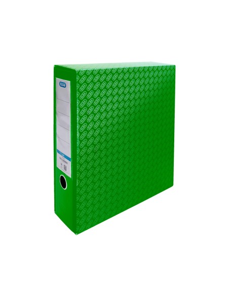Caja archivador de palanca carton forrado elba folio lomo 85 mm verde