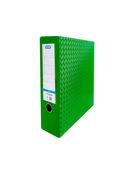 Caja archivador de palanca carton forrado elba folio lomo 85 mm verde