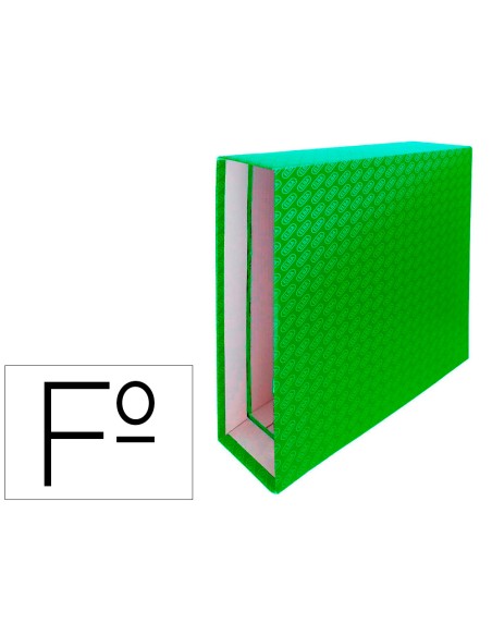 Caja archivador de palanca carton forrado elba folio lomo 85 mm verde