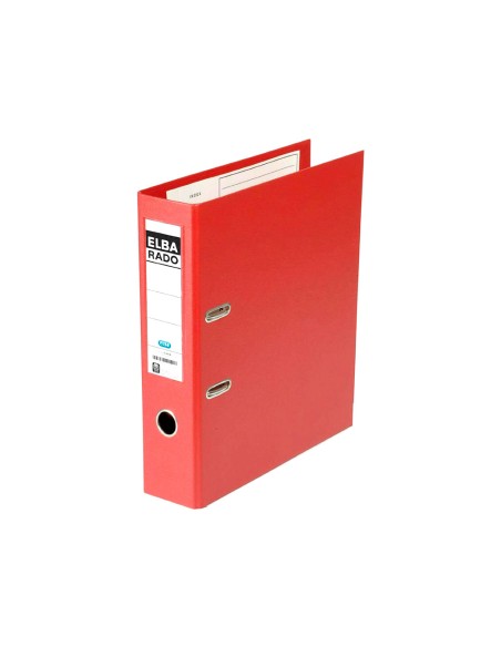 Archivador de palanca elba chic carton forrado pvc con rado folio lomo de 80 mm rojo