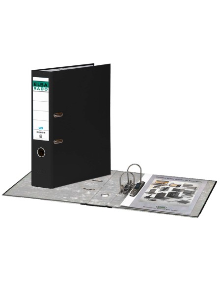 Archivador de palanca elba chic carton forrado pvc con rado din a4 lomo de 80 mm negro
