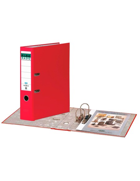 Archivador de palanca elba chic carton forrado pvc con rado din a4 lomo de 80 mm rojo