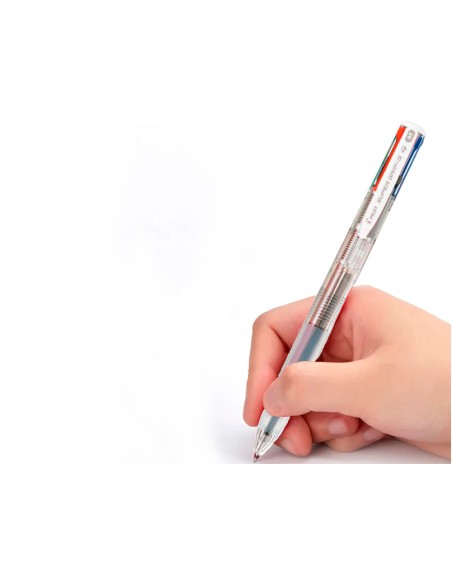 Boligrafo pilot super grip g 4 colores retractil sujecion de caucho tinta base de aceite cuerpo transparente
