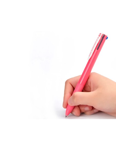 Boligrafo pilot super grip g 4 colores retractil sujecion de caucho tinta base de aceite cuerpo color rosa