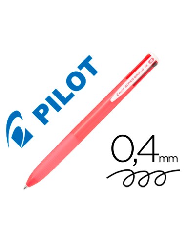 Boligrafo pilot super grip g 4 colores retractil sujecion de caucho tinta base de aceite cuerpo color rosa