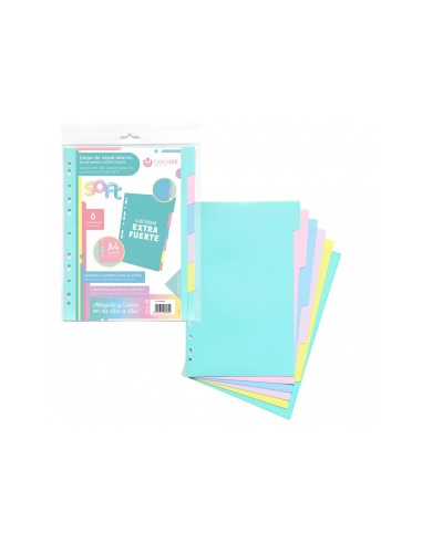 Separador carchivo polipropileno soft extra fuerte din a4 multitaladro juego de 6 posiciones