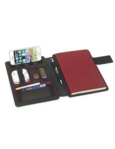 Portanotas carchivo venture din a5 con soporte smartphone cuaderno color rojo
