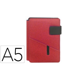 Portanotas carchivo venture din a5 con soporte smartphone cuaderno color rojo