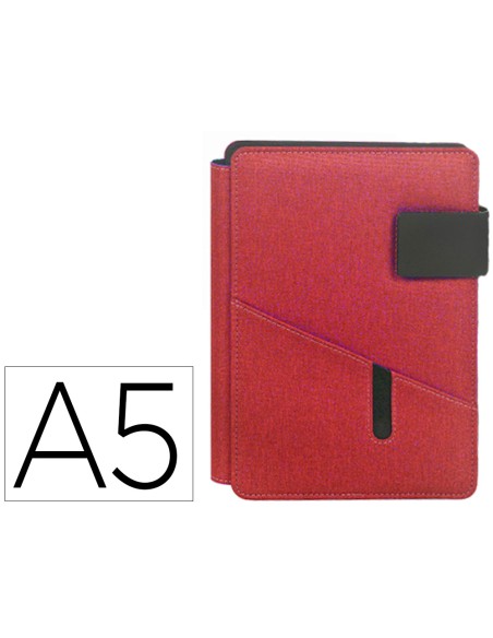 Portanotas carchivo venture din a5 con soporte smartphone cuaderno color rojo