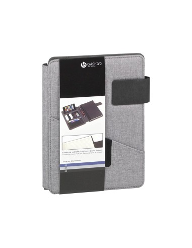 Carpeta portafolios carchivo venture din a5 con cuaderno y soporte smartphone color gris