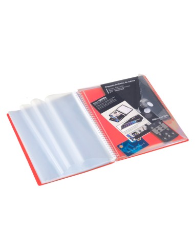 Carpeta carchivo archivex polipropileno canguro roja escaparate con espiral 40 fundas cierre gomas din a4