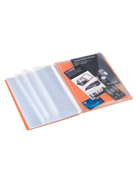 Carpeta carchivo archivex polipropileno canguro naranja escaparate con espiral 40 fundas cierre gomas din a4