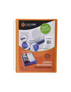 Carpeta carchivo archivex polipropileno canguro naranja escaparate con espiral 40 fundas cierre gomas din a4