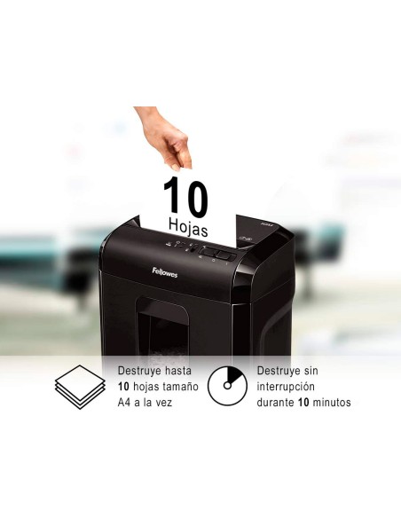 Destructora de documentos fellowes 10m capacidad de corte 10 h seguridad p5 destruye grapas y tarjetas de Destructora de documentos fellowes 10m capacidad de corte 10 h seguridad p5 destruye grapas y tarjetas de