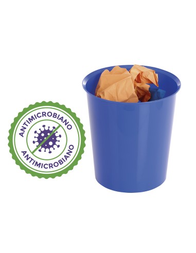 Papelera plastico archivo 2000 antimicrobiana sanitized plastico azul 18 litros 290x310 mm
