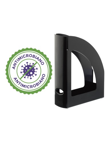 Revistero archivo 2000 antimicrobiano sanitized poliestireno lomo 80 mm negro 250x80x320 mm
