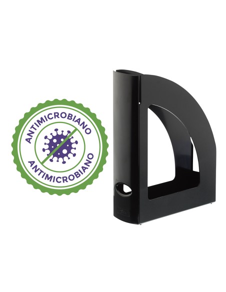 Revistero archivo 2000 antimicrobiano sanitized poliestireno lomo 80 mm negro 250x80x320 mm