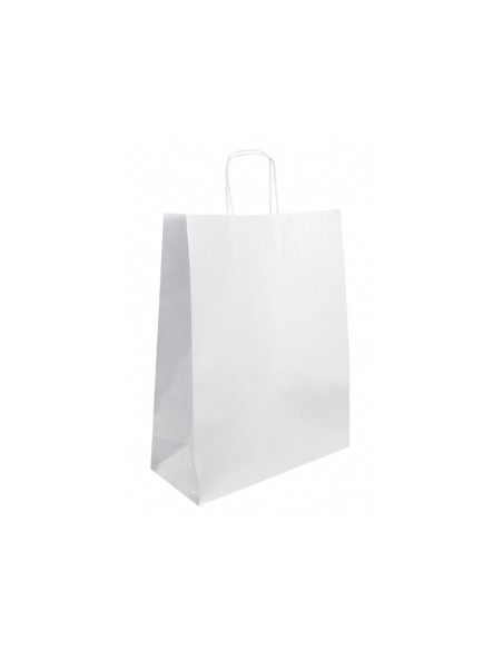 Bolsa kraft basika celulosa blanco 90 gr asa retorcida tamano l 320x140x400 mm