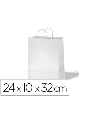 Bolsa kraft basika celulosa blanco 90 gr asa retorcida tamano s 240x100x320 mm