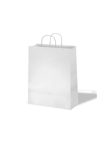 Bolsa kraft basika celulosa blanco 90 gr asa retorcida tamano s 240x100x320 mm