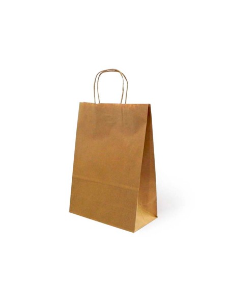 Bolsa kraft basika natural reciclado 90 gr asa retorcida tamano l 320x140x400 mm