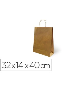 Bolsa kraft basika natural reciclado 90 gr asa retorcida tamano l 320x140x400 mm