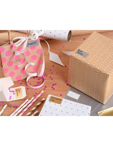 Etiqueta adhesiva tico papel satinado oro plata laser medidas surtidas caja de 626 unidades