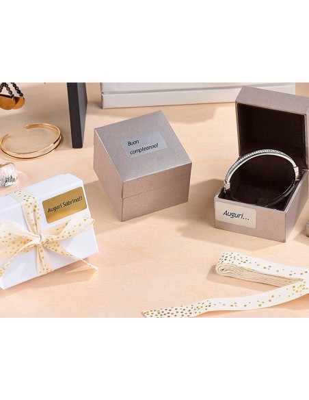 Etiqueta adhesiva tico papel satinado oro plata laser medidas surtidas caja de 626 unidades