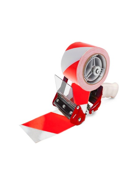 Cinta adhesiva q connect de seguridad rojo y blanco 20 mt x 48 mm