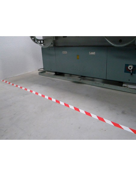 Cinta adhesiva q connect de seguridad rojo y blanco 20 mt x 48 mm