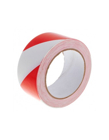 Cinta adhesiva q connect de seguridad rojo y blanco 20 mt x 48 mm