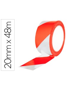 Cinta adhesiva q connect de seguridad rojo y blanco 20 mt x 48 mm