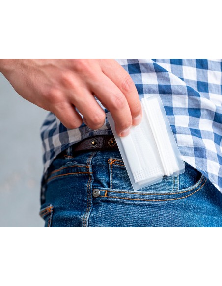 Portamascarilla polipropileno de bolsillo color blanco 85x6 cm