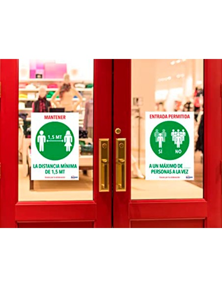 Senal adhesiva avery mantener distancia minina de 15 mt din a4 resistente a los rayos uv pack de 2 unidades
