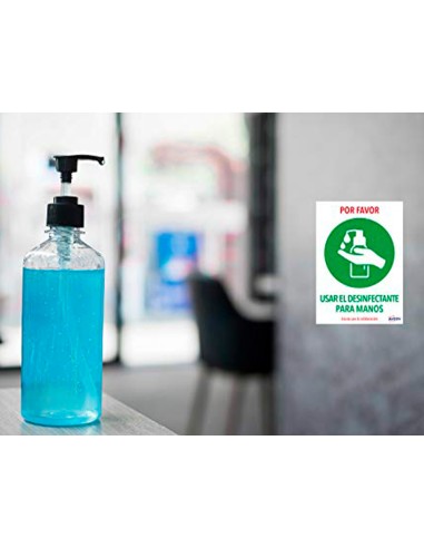 Senal adhesiva avery usar el desinfectante para las manos din a4 resistente a los rayos uv pack de 2 unidades
