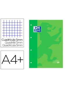 Recambio color 1 oxford din a4 80 hojas 90 gr cuadro 5 mm 4 taladros color verde manzana