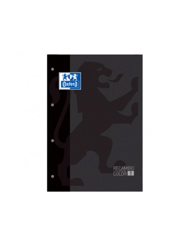 Recambio color 1 oxford din a4 80 hojas 90 gr cuadro 5 mm 4 taladros color negro