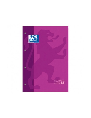 Recambio color 1 oxford din a4 80 hojas 90 gr cuadro 5 mm 4 taladros color morado