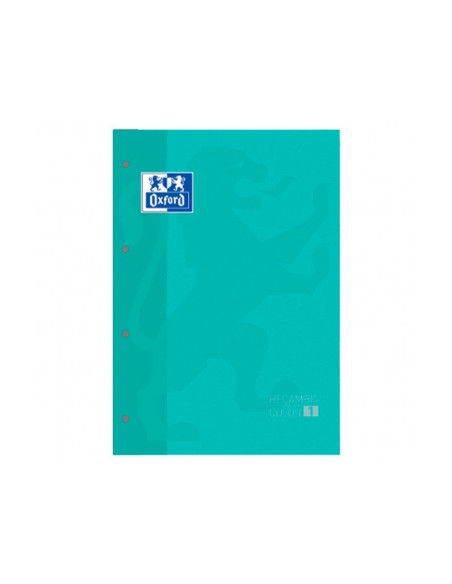 Recambio color 1 oxford din a4 80 hojas 90 gr cuadro 5 mm 4 taladros color ice mint