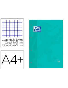 Recambio color 1 oxford din a4 80 hojas 90 gr cuadro 5 mm 4 taladros color ice mint