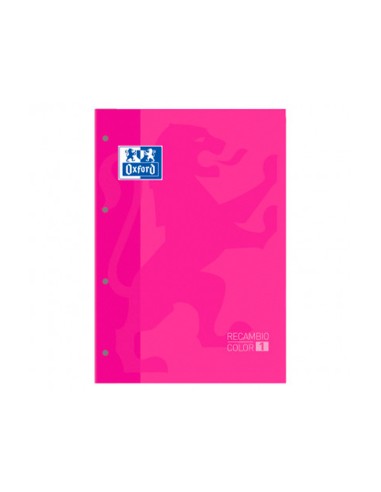 Recambio color 1 oxford din a4 80 hojas 90 gr cuadro 5 mm 4 taladros color fucsia