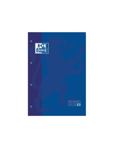 Recambio color 1 oxford din a4 80 hojas 90 gr cuadro 5 mm 4 taladros color azul oscuro
