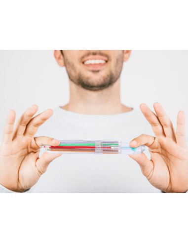 Boligrafo liderpapel 10 en 1 cuerpo transparente 10 colores 1 mm retractil