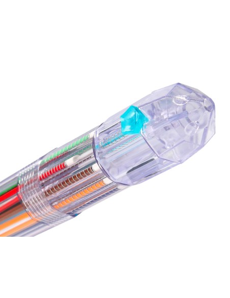 Boligrafo liderpapel 10 en 1 cuerpo transparente 10 colores 1 mm retractil